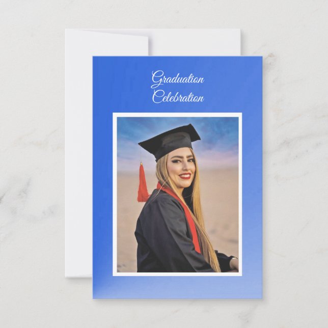 Modern Blue Gradient Grad Party Invite Enclosure Karte (Vorderseite)