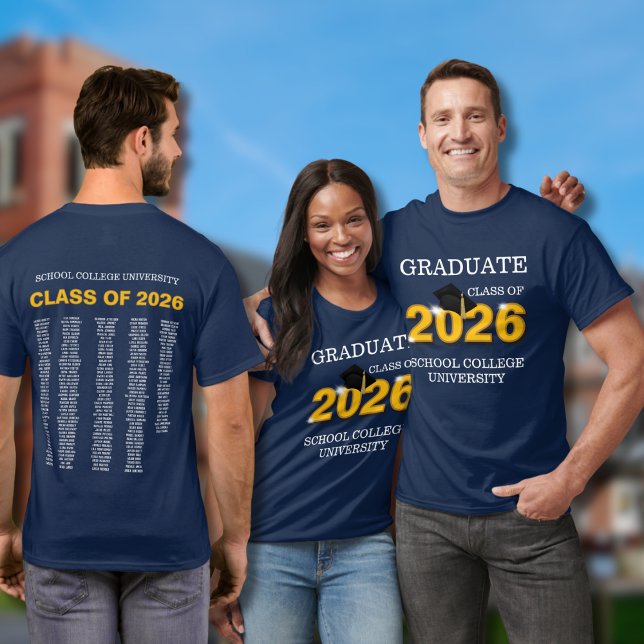 Modern Blue Graduation Class 2026 Keepsake T-Shirt (Von Creator hochgeladen)