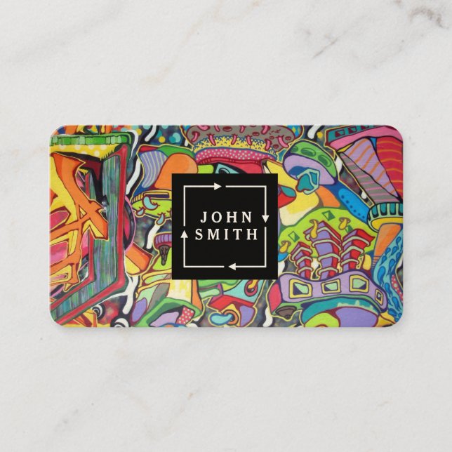 Modern Blue Graffiti Cooles Abstraktes Kunstmuseum Visitenkarte (Vorderseite)