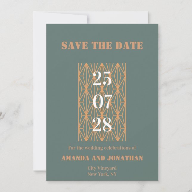 Modern Blue Gray and Terracotta Save the Date Card Einladung (Vorderseite)
