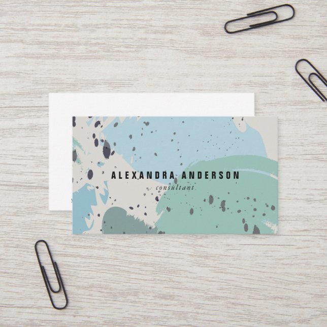 Modern Blue Gray Brush Schlaganfall Business Card Visitenkarte (Vorderseite/Rückseite Beispiel)