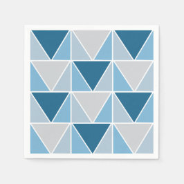 Modern Blue Gray Geometric Triangle Serviette