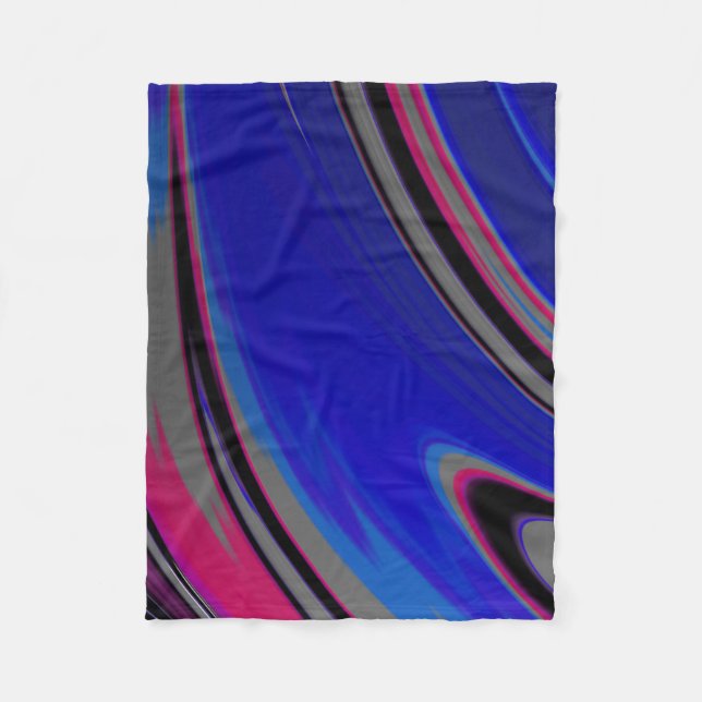 Modern Blue Gray Magenta Color Block Fraktal Fleecedecke (Vorderseite)
