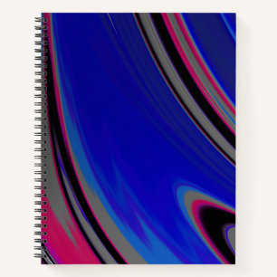 Modern Blue Gray Magenta Fraktal Notizbuch