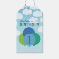 Modern Blue Green Balloons Baby Boy Erster Geburts
