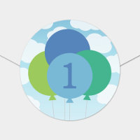 Modern Blue Green Balloons Baby Boy Erster Geburts