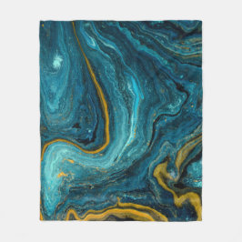 Modern Blue Green Gold Staub Abstrakt Art Marmor Fleecedecke