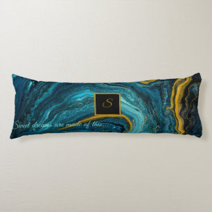 Modern Blue Green Gold Staub Abstrakt Art Marmor Seitenschläferkissen