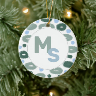 Modern Blue Green Pattername Aftername Monogram Keramik Ornament