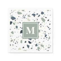 Modern Blue Green Terrazzo Marmormonogramm