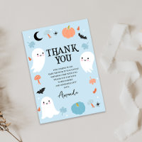 Modern Blue Halloween Baby Dusche Danke Karte