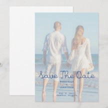 Modern Blue Handwritten Wedding Photo