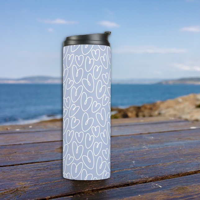 Modern Blue Herz Thermosbecher (Von Creator hochgeladen)