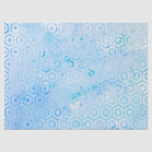 Modern Blue Hexagon Honeycomb Wasserfarben Muster Seidenpapier