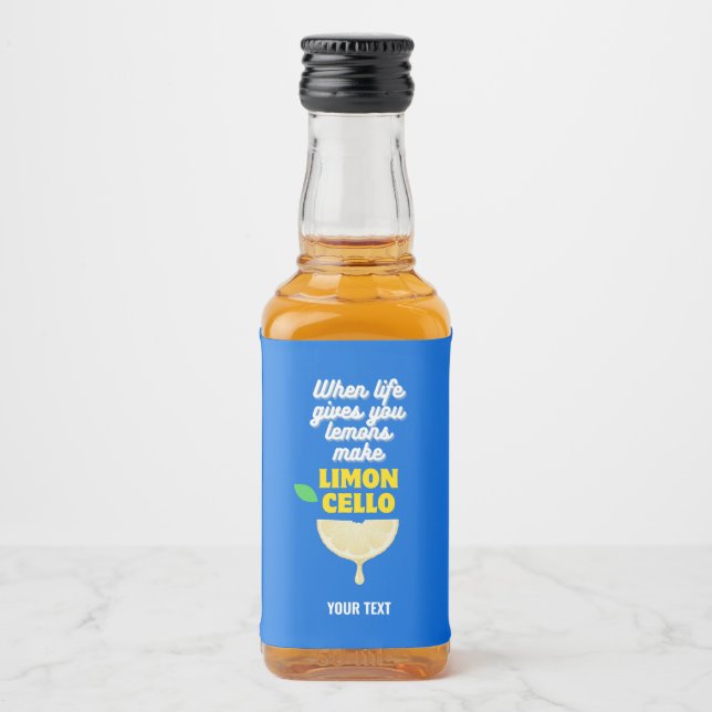 Modern Blue Homemade Lemons Party Limoncello Alkoholflaschenetikett (Vorderseite)