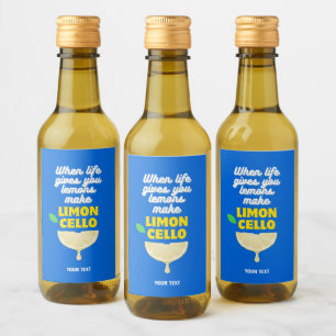 Modern Blue Homemade Lemons Party Limoncello Weinetikett