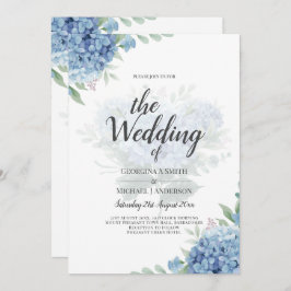 Modern Blue Hydrangea Bloral Wedding Einladung