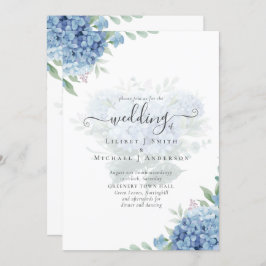 Modern Blue Hydrangea Bloral Wedding Einladung