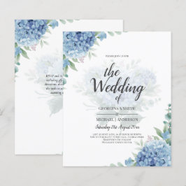 Modern Blue Hydrangea Bloral Wedding Einladung