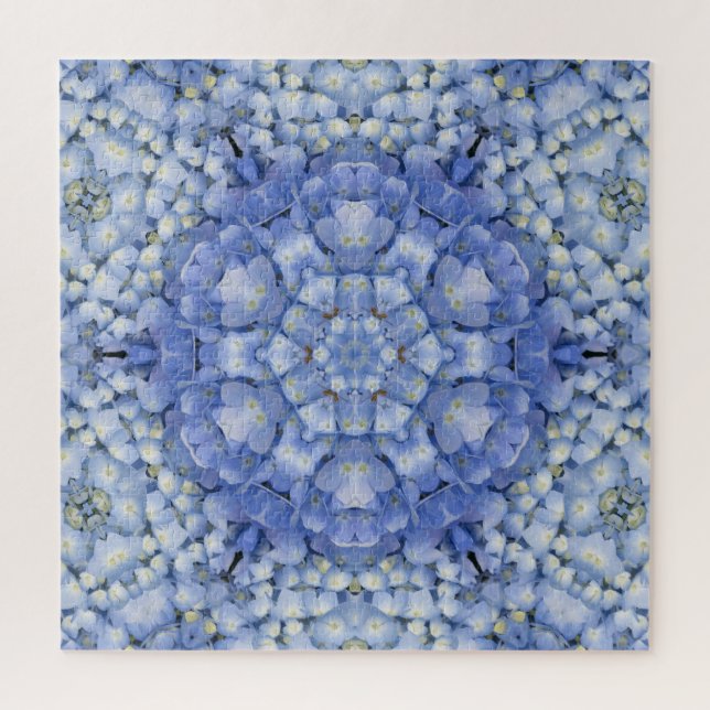 Modern Blue Hydrangea Floral Kaleidoscope (Vertikal)