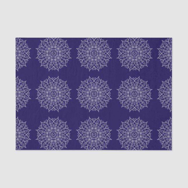 Modern Blue Indigo Mandala Boho Decoupage Geschenk Seidenpapier (Vorderseite)