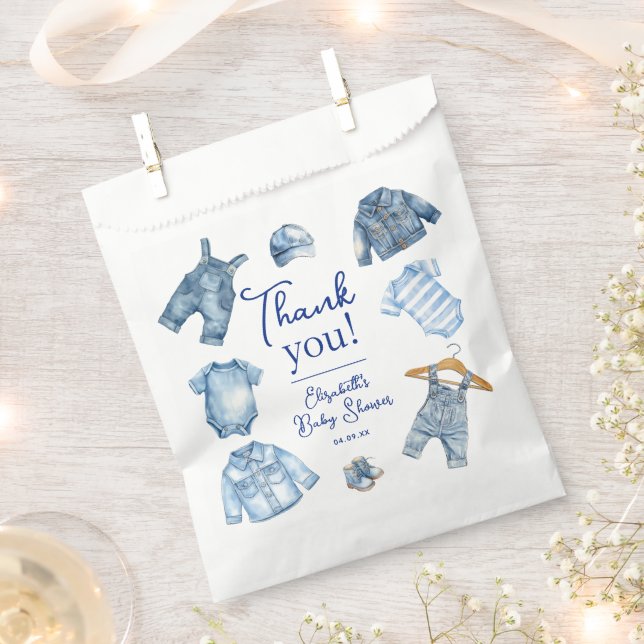 Modern Blue Jean Baby Denim Themed Baby Shower Geschenktütchen (Ausgeschnitten)