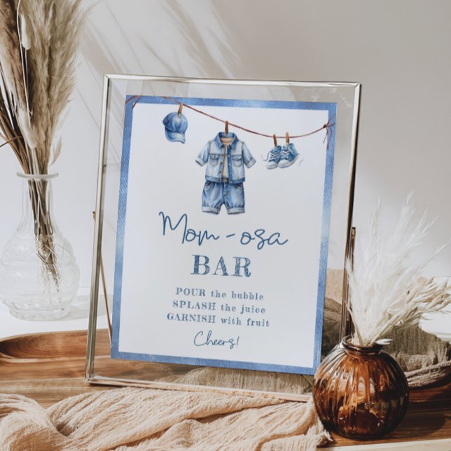Modern Blue Jean Baby Dusche Momosa Bar Poster (Von Creator hochgeladen)