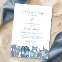 Modern Blue Jean Baby ist auf dem Weg Baby Shower