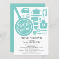 Modern Blue Kitchen Bridal Dusche Einladung