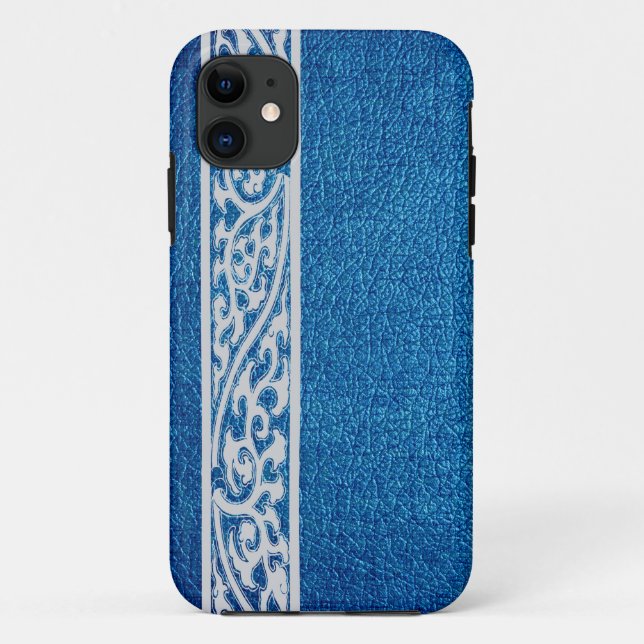 Modern Blue Leather Case-Mate iPhone Hülle (Rückseite)