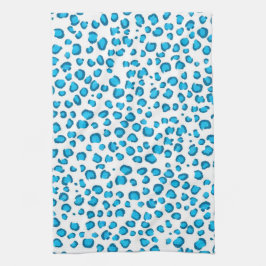 Modern Blue Leopard Muster Animal Print Geschirrtuch