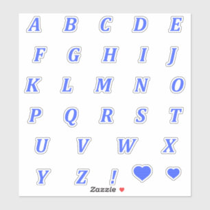 Modern Blue Letters   Monogram Alphabet Stickers Aufkleber