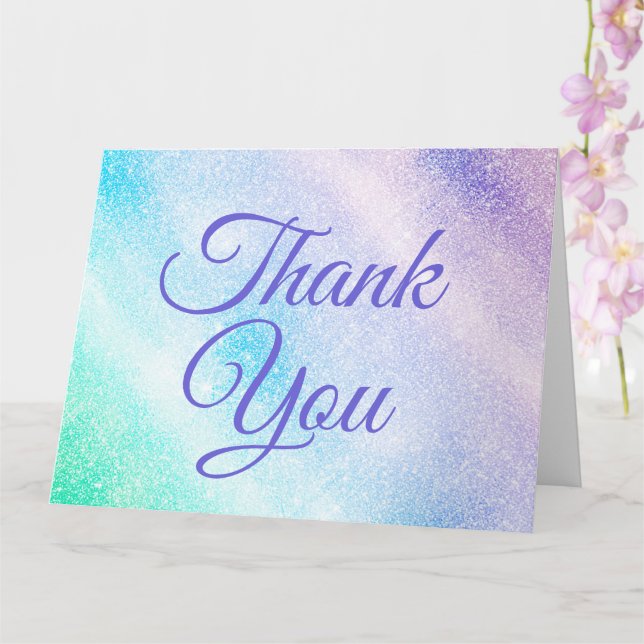 Modern Blue Lila Glitzer Ombre Glam Design Karte (Orchidee)