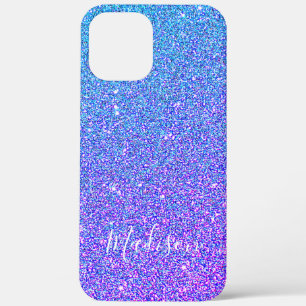 Modern Blue Lila Gradient Glitzer Ombre Monogram Case-Mate iPhone Hülle