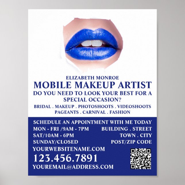Modern Blue Lips Poster (Vorne)