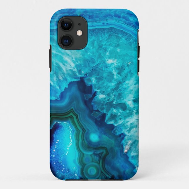 Modern Blue Marble Agate Case-Mate iPhone Hülle (Rückseite)