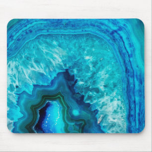 Modern Blue Marble Agate Mousepad