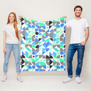 Modern Blue Mint Geometric Fleecedecke
