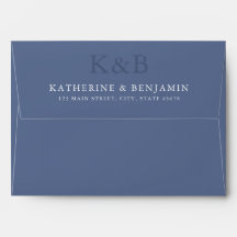Modern Blue Monogram Minimalist Wedding