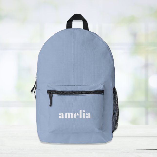Modern Blue Monogram Name Bedruckter Rucksack (Von Creator hochgeladen)