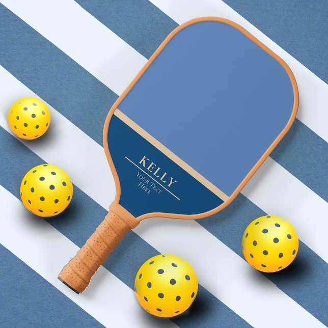 Modern Blue Monogram Name + Club Pickleball Schläger (Von Creator hochgeladen)