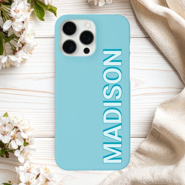 Modern Blue Monogram Name iPhone 16 Pro Max Hülle (Von Creator hochgeladen)