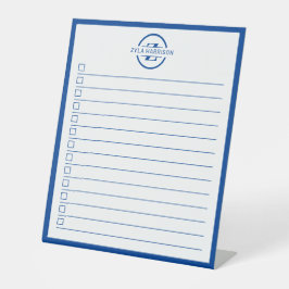 Modern Blue Monogram To Do List Dry Erase Board Sockelschild