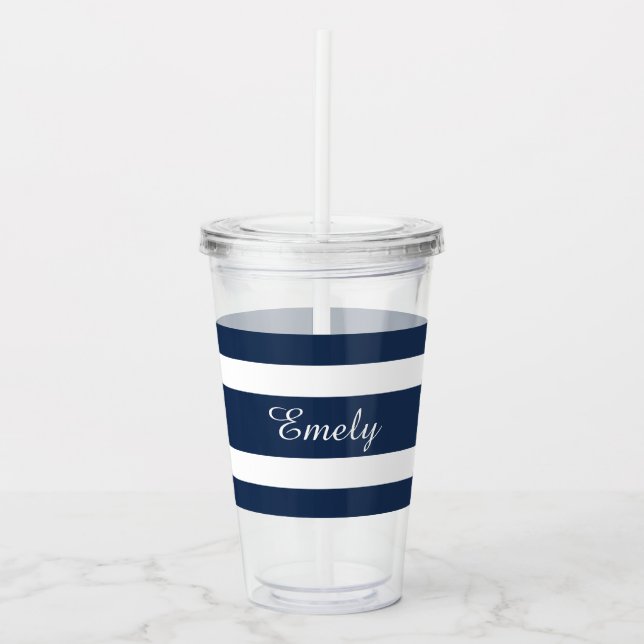Modern Blue Name Script Acryltrinkbecher (Vorderseite)