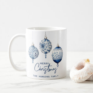 Modern Blue Nordic Style Ornaments Frohe Weihnacht Kaffeetasse