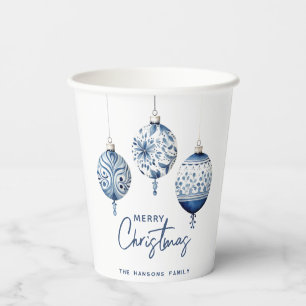 Modern Blue Nordic Style Ornaments Frohe Weihnacht Pappbecher