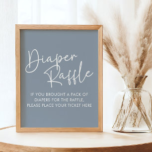 Modern Blue Oh Baby Simple Baby Diaper Raffle Poster