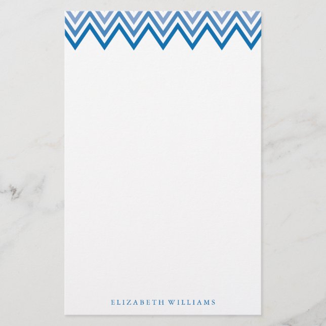 Modern Blue Ombre Chevrons Briefpapier (Vorderseite)