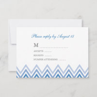 Modern Blue Ombre Chevrons Response Cards