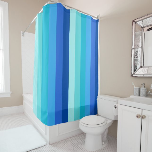 Modern Blue Ombre Stripter Duschvorhang (Beispiel)